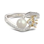 Bortwide Bypass Faux Pearl Sterling Silver Ring