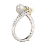 Bortwide Bypass Faux Pearl Sterling Silver Ring