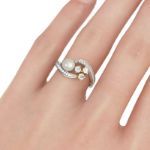 Bortwide Bypass Faux Pearl Sterling Silver Ring