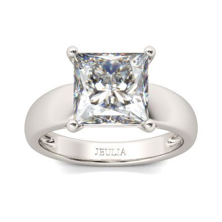 Bortwide Solitaire Princess Cut Sterling Silver Ring