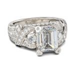 Bortwide Emerald Cut Knot Sterling Silver Ring