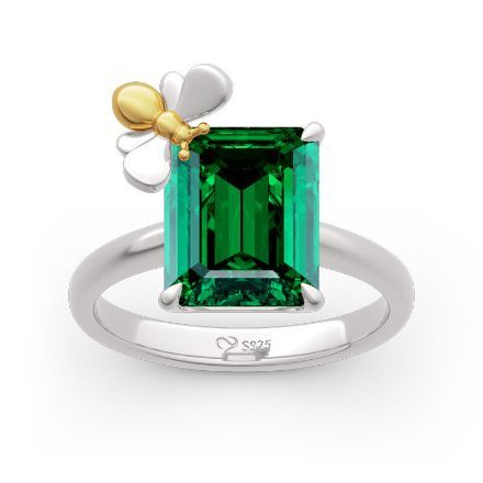 Bortwide "Honey Bee" Emerald Cut Sterling Silver Ring