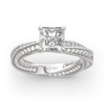 Bortwide Twist Design Princess Cut Sterling Silver Ring
