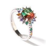 Bortwide "Blazing with Color" Cushion Cut Sterling Silver Ring