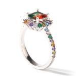 Bortwide "Blazing with Color" Cushion Cut Sterling Silver Ring
