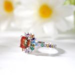 Bortwide "Blazing with Color" Cushion Cut Sterling Silver Ring