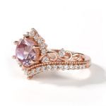 Bortwide Crown Design Round Cut Synthetic Morganite Sterling Silver Ring