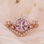 Bortwide Crown Design Round Cut Synthetic Morganite Sterling Silver Ring