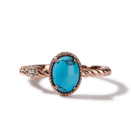 Bortwide Oval Cut Turquoise Delicate Twist Design Sterling Silver Ring