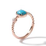 Bortwide Oval Cut Turquoise Delicate Twist Design Sterling Silver Ring