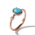 Bortwide Oval Cut Turquoise Delicate Twist Design Sterling Silver Ring