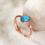 Bortwide Oval Cut Turquoise Delicate Twist Design Sterling Silver Ring