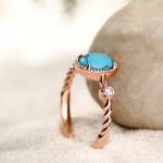 Bortwide Oval Cut Turquoise Delicate Twist Design Sterling Silver Ring