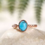 Bortwide Oval Cut Turquoise Delicate Twist Design Sterling Silver Ring