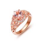 Bortwide Floral Halo Round Cut Synthetic Morganite Sterling Silver Ring