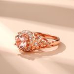 Bortwide Floral Halo Round Cut Synthetic Morganite Sterling Silver Ring