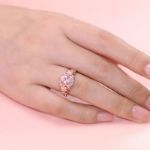 Bortwide Floral Halo Round Cut Synthetic Morganite Sterling Silver Ring