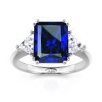 Bortwide Emerald Cut Three Stone Sterling Silver Ring