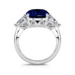 Bortwide Three Stone Sapphire Cushion Cut Sterling Silver Ring