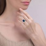 Bortwide Three Stone Sapphire Cushion Cut Sterling Silver Ring