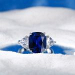 Bortwide Three Stone Sapphire Cushion Cut Sterling Silver Ring