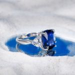 Bortwide Three Stone Sapphire Cushion Cut Sterling Silver Ring