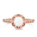 Bortwide Twist Shank Opal Sterling Silver Engagement Ring