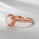 Bortwide Twist Shank Opal Sterling Silver Engagement Ring