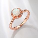 Bortwide Twist Shank Opal Sterling Silver Engagement Ring