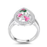 Bortwide "Growing" Flower Enamel Sterling Silver Ring