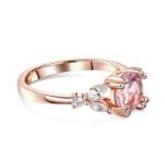 Bortwide Nature Inspired Round Cut Synthetic Morganite Sterling Silver Ring