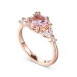 Bortwide Nature Inspired Round Cut Synthetic Morganite Sterling Silver Ring