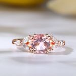 Bortwide Nature Inspired Round Cut Synthetic Morganite Sterling Silver Ring