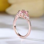 Bortwide Nature Inspired Round Cut Synthetic Morganite Sterling Silver Ring