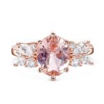 Bortwide Cluster Oval Cut Synthetic Morganite Sterling Silver Ring