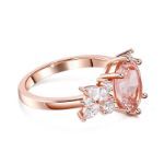 Bortwide Cluster Oval Cut Synthetic Morganite Sterling Silver Ring