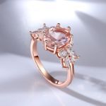 Bortwide Cluster Oval Cut Synthetic Morganite Sterling Silver Ring