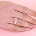 Bortwide Cluster Oval Cut Synthetic Morganite Sterling Silver Ring