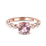 Bortwide Round Cut Synthetic Morganite Sterling Silver Ring