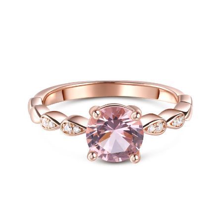 Bortwide Round Cut Synthetic Morganite Sterling Silver Ring