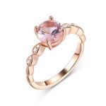 Bortwide Round Cut Synthetic Morganite Sterling Silver Ring