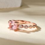 Bortwide Round Cut Synthetic Morganite Sterling Silver Ring