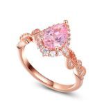 Bortwide Pear & Round-cut Synthetic Morganite Sterling Silver Ring