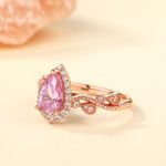 Bortwide Pear & Round-cut Synthetic Morganite Sterling Silver Ring
