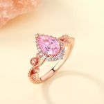 Bortwide Pear & Round-cut Synthetic Morganite Sterling Silver Ring