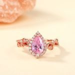 Bortwide Pear & Round-cut Synthetic Morganite Sterling Silver Ring