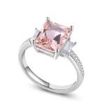 Bortwide Emerald Cut Synthetic Morganite Sterling Silver Ring