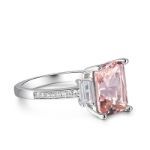 Bortwide Emerald Cut Synthetic Morganite Sterling Silver Ring