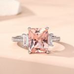 Bortwide Emerald Cut Synthetic Morganite Sterling Silver Ring