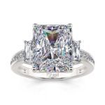 Bortwide Emerald Cut Synthetic Morganite Sterling Silver Ring